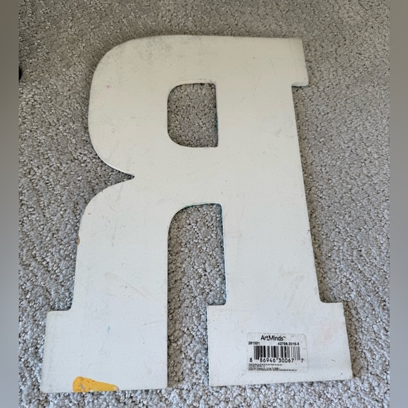 Handpainted wooden letter R Mermaid Beach Print Handmade Handcrafted Pink Blue - Picture 4 of 5